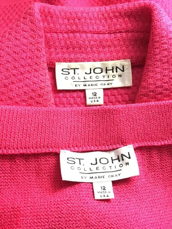 BEAUTIFUL St John collection knit pink jacket skirt suit size 12 - Picture 10 of 10